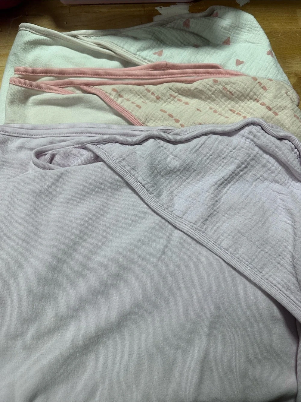 Soft Pink and White Baby Bath Towel Set 9 total